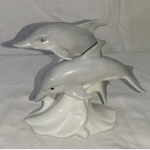 Vintage Otagiri Japanese Dolphins Ceramic Statue